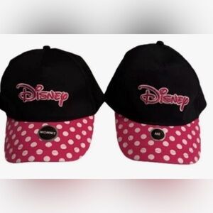 Matching Set Disney Mommy and Me: Black with Pink/white Polka Dot Caps